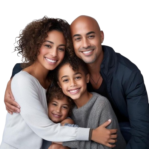 Happy family at clinic